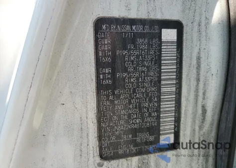 2011 Nissan Cube Base z USA, uszkodzony, nr VIN JN8AZ2KR4BT208194